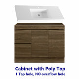 1200Mm Freestanding With Kickboard Mdf Curve Edge Vanity Dark Oak Finish Left / Right Drawers