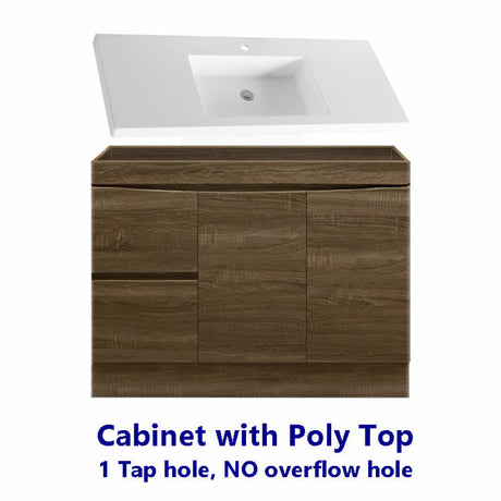 1200Mm Freestanding With Kickboard Mdf Curve Edge Vanity Dark Oak Finish Left / Right Drawers