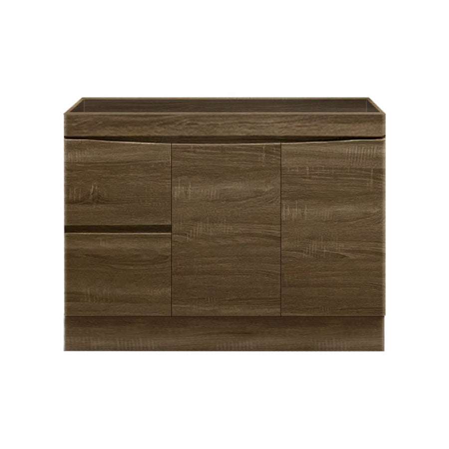 1200Mm Freestanding With Kickboard Mdf Curve Edge Vanity Dark Oak Finish Left / Right Drawers