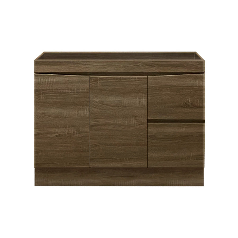 1200Mm Freestanding With Kickboard Mdf Curve Edge Vanity Dark Oak Finish Left / Right Drawers