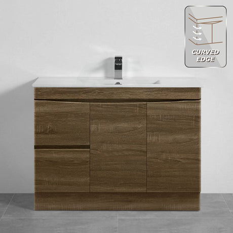 1200mm Kickboard Curve Edge Vanity Cabinet Dark Oak