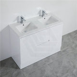 1200Mm Pvc Vanity With Gloss White Finish Double Bowls Freestanding Kickboard Cabinet Only For