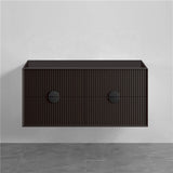 1200mm Kingo Wall Hung Plywood Vanity Matt White/Black Linear Surface Finish Single/Double Bowls Cabinet ONLY for Bathroom