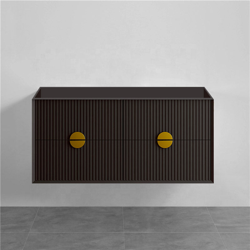 1200mm Kingo Wall Hung Plywood Vanity Matt White/Black Linear Surface Finish Single/Double Bowls Cabinet ONLY for Bathroom