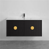 1200mm Kingo Wall Hung Plywood Vanity Matt White/Black Linear Surface Finish Single/Double Bowls Cabinet ONLY for Bathroom