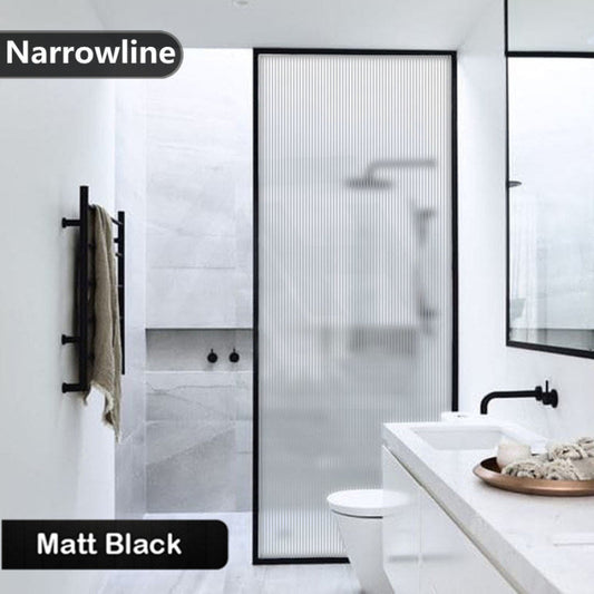 900-1200X2000Mm Walk-In Shower Screen 8Mm Narrowline Glass Single Door Panel Black Framed