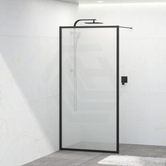 Walk-in Framed Shower Screen Narrow-line Fixed Panel Black