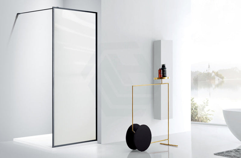 900-1200X2000Mm Walk-In Shower Screen 8Mm Narrowline Glass Single Door Panel Black Framed