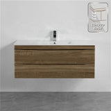 1200mm Wall Hung Vanity Dark Timber Curved Edge