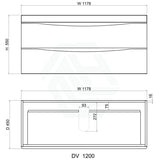 1200X450X550Mm Dark Timber Wall Hung Vanity Cabinet With Curved Edge Double Drawers And Optional