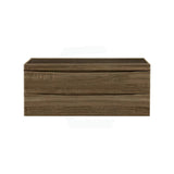 1200X450X550Mm Dark Timber Wall Hung Vanity Cabinet With Curved Edge Double Drawers And Optional