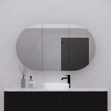 1200mm Oval Pencil Edge Mirror Wall Hung Shaving Cabinet Matt Black