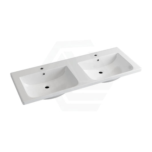 1205X460X165Mm D Shape Ceramic Top For Bathroom Vanity Sleek High Gloss Double Bowls 2 Tap Holes