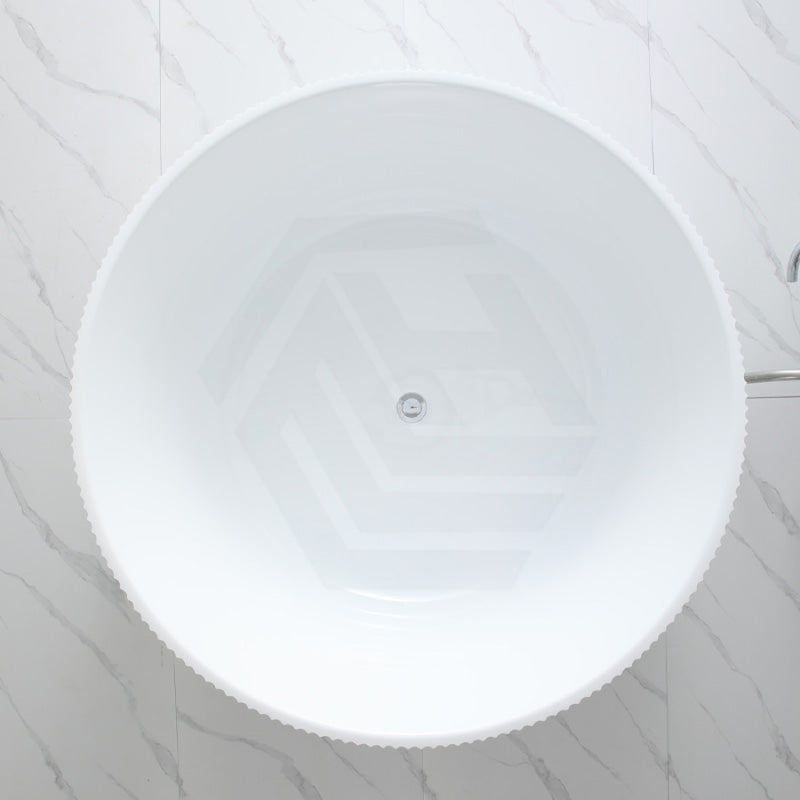 1280Mm Como Groove Freestanding Bathtub Gloss White Acrylic Round No Overflow Bathtubs