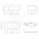 1300/1400/1485/1680mm Nerida Bathtub Left Corner Back Acrylic Gloss White No Overflow 1400mm