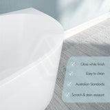 1485/1680mm Bathtub Left Corner Back Acrylic Gloss White No Overflow