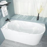 1485/1680mm Bathtub Left Corner Back Acrylic Gloss White No Overflow