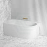 1300/1400/1485/1680mm Nerida Bathtub Left Corner Back Acrylic Gloss White No Overflow Bathtubs