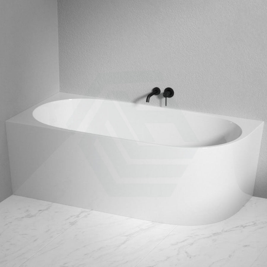 1485/1680mm Bathtub Left Corner Back Acrylic Gloss White No Overflow