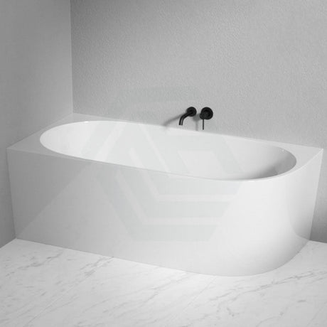 1485/1680mm Bathtub Left Corner Back Acrylic Gloss White No Overflow
