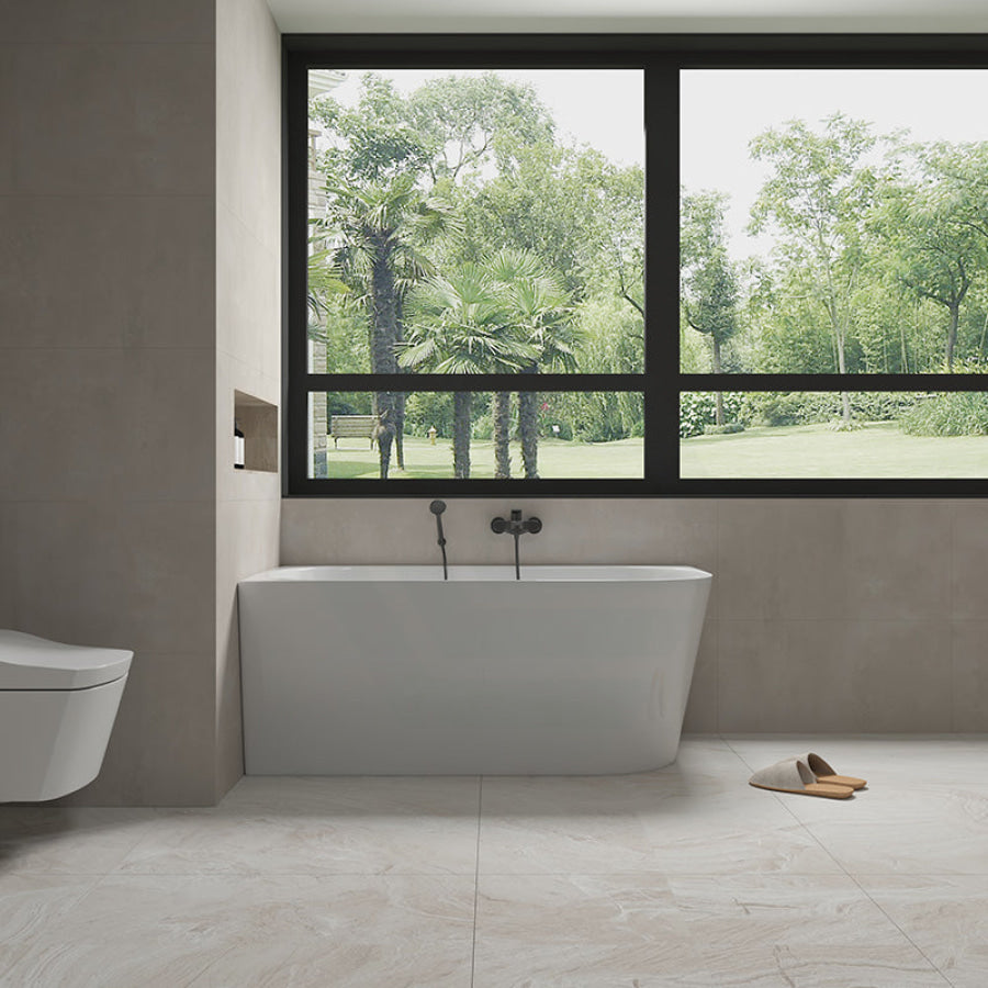 1300/1400/1485/1680mm Nerida Bathtub Left Corner Back Acrylic Gloss White No Overflow Bathtubs