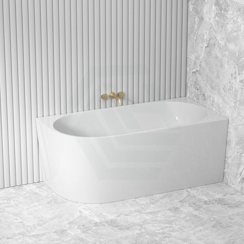 1300/1400/1485/1680Mm Nerida Bathtub Right Corner Acrylic Gloss White No Overflow Bathtubs