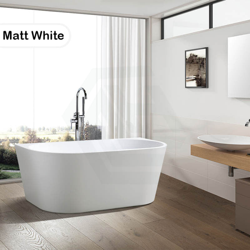 1400/1490/1700Mm Elivia Bathtub Back To Wall Acrylic Matt White No Overflow