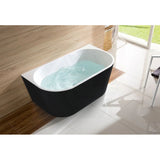 1400/1500/1700mm Elivia Matt Black & White Back To Wall Freestanding Bathtub No Overflow