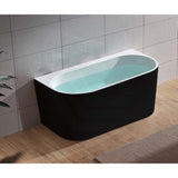 1400/1500/1700mm Elivia Matt Black & White Back To Wall Freestanding Bathtub No Overflow