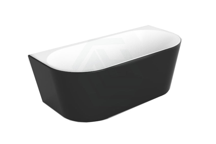 1400/1500/1700mm Elivia Matt Black & White Back To Wall Freestanding Bathtub No Overflow