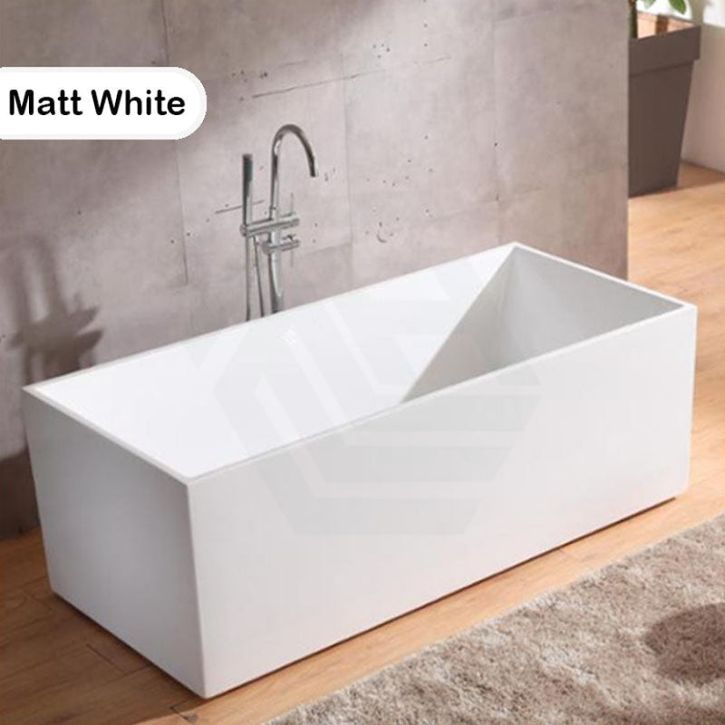 1500/1700Mm Theo Bathtub Multi Fit Corner Back To Wall Freestanding Acrylic Matt White Bath Tub No