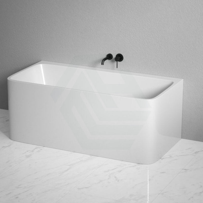 1400/1500Mm Amber Bathtub Back To Wall Square Gloss White Acrylic With Built-In Seat No Overflow
