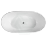 1400/1530/1690mm Moah Oval Gloss White Freestanding Bathtub Acrylic No Overflow