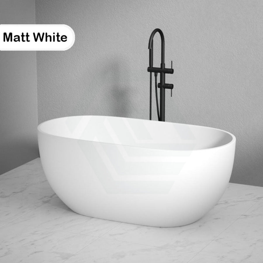 1400/1530/1690mm Noah Oval Freestanding Bathtub Acrylic Matt White No Overflow