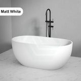 1400/1530/1690mm Noah Oval Freestanding Bathtub Acrylic Matt White No Overflow