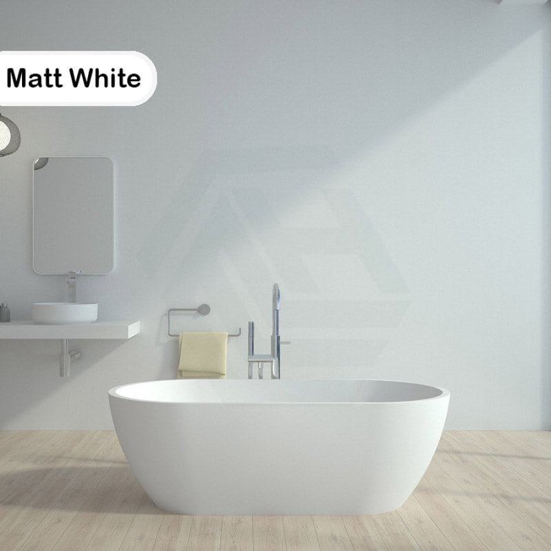 1400/1530/1690Mm Noah Oval Freestanding Bathtub Acrylic Matt White No Overflow