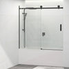 1450-1800X1600Mm Bathtub Sliding Shower Screen Wall To Frameless Square Handle Matt Black