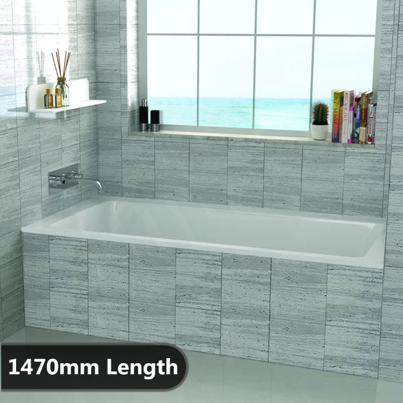 1470/1690Mm Square Drop In Bathtub Acrylic Gloss White Built Shower Bath