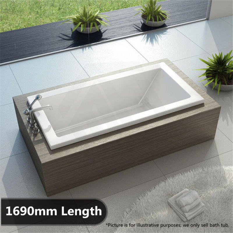 1470/1690Mm Square Drop In Bathtub Acrylic Gloss White Built Shower Bath