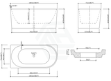 1485/1680mm Nerida Bathtub Left Corner Acrylic Matt White No Overflow 1490Mm