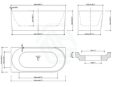 1485/1680mm Nerida Bathtub Left Corner Acrylic Matt White No Overflow 1680Mm