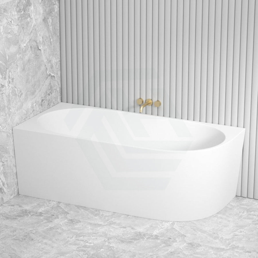 1485/1680mm Nerida Bathtub Left Corner Acrylic Matt White No Overflow Bathtubs