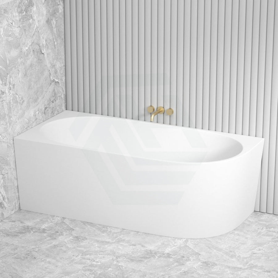 1485/1680mm Nerida Bathtub Left Corner Acrylic Matt White No Overflow Bathtubs