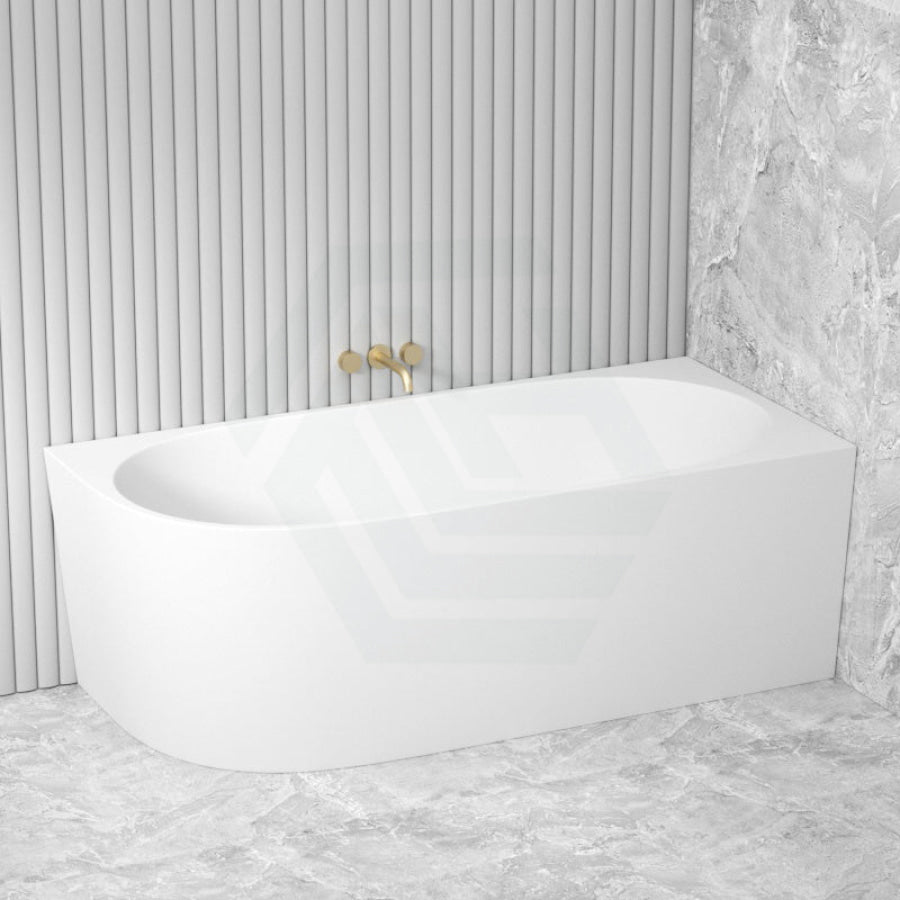 1485/1680mm Nerida Bathtub Right Corner Acrylic Matt White No Overflow Bathtubs