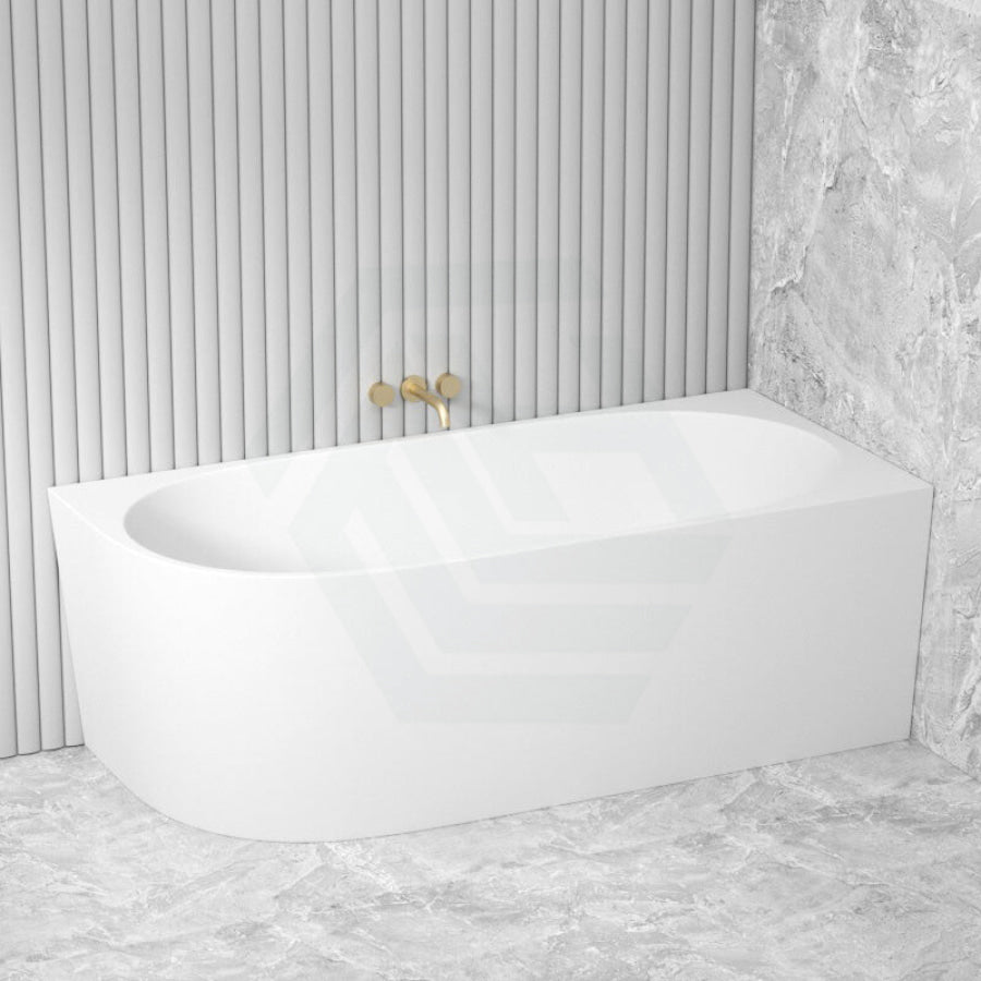 1485/1680mm Nerida Bathtub Right Corner Acrylic Matt White No Overflow Bathtubs