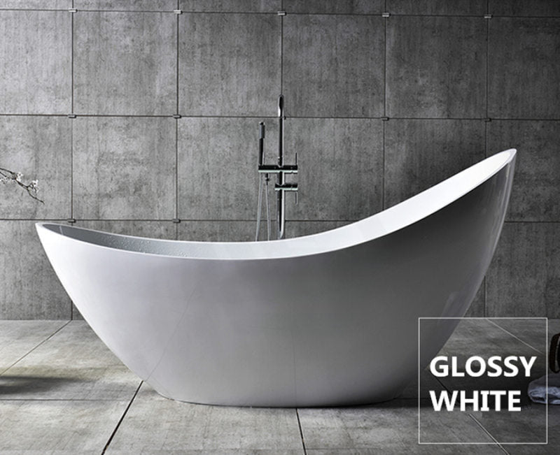1490/1680/2000Mm Posh Freestanding Bathtub Gloss White Acrylic No Overflow