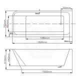 1490/1695mm Avis Corner Back Bathtub Left Acrylic Gloss White No Overflow 1700mm