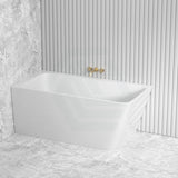 1490/1695mm Avis Corner Back Bathtub Left Acrylic Gloss White No Overflow Bathtubs