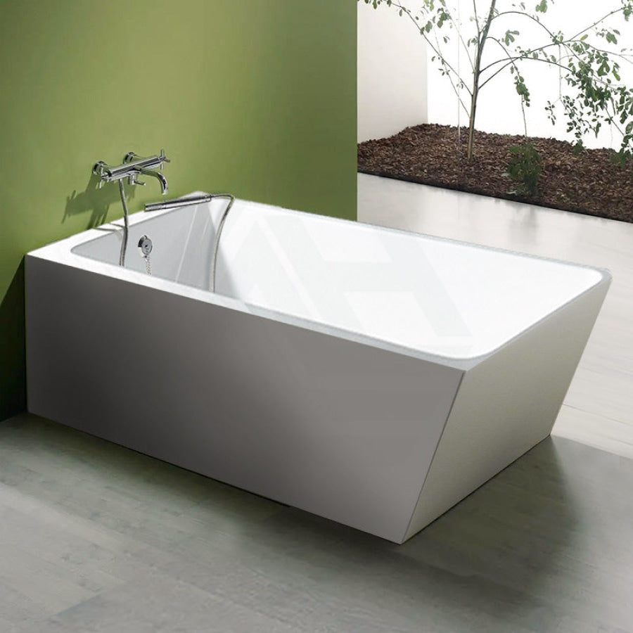 1490/1695mm Avis Corner Back Bathtub Left Acrylic Gloss White No Overflow
