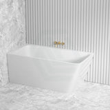 1490/1695mm Avis Corner Back Bathtub Left Acrylic Gloss White No Overflow